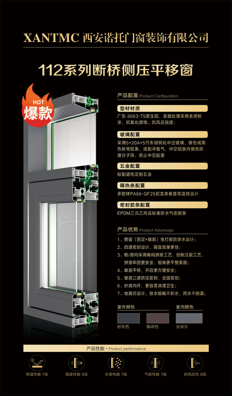 112系列断桥侧压平移窗